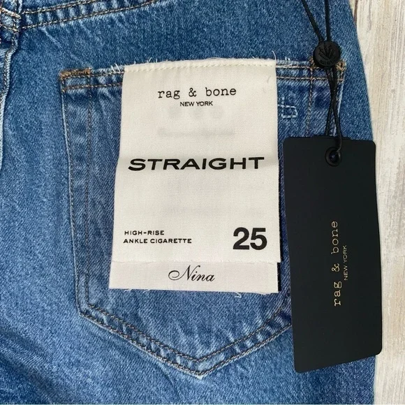 Rag & Bone Nina High Rise Cigarette Jeans Size 25 NWT Premium Denim - Picture 4 of 9